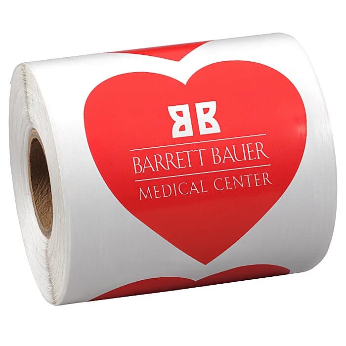 Lapel Sticker by the Roll - Heart - 2-7/16 inches x 2-1/2 inches
