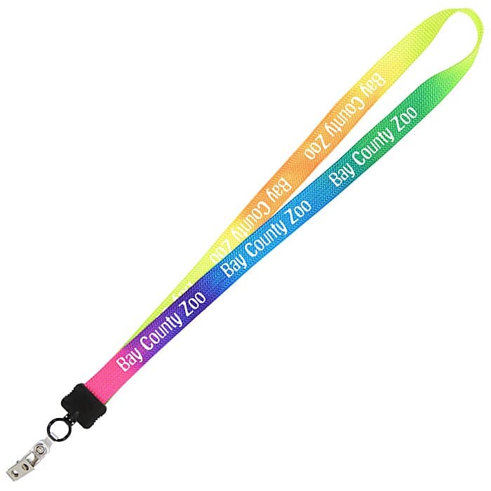 Tie-Dye Multicolor Lanyard - 3/4 inches - Snap with Metal Bulldog Clip