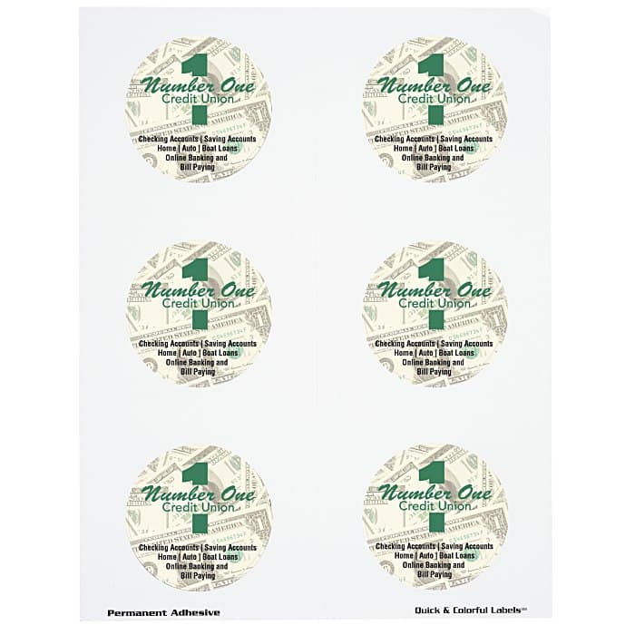 Quick & Colorful Perforated Sheeted Label - Circle 2-1/2 inches