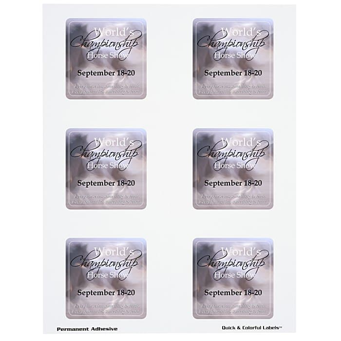 Quick & Colorful Perforated Sheeted Label - Square 2-1/2 inches x 2-1/2 inches