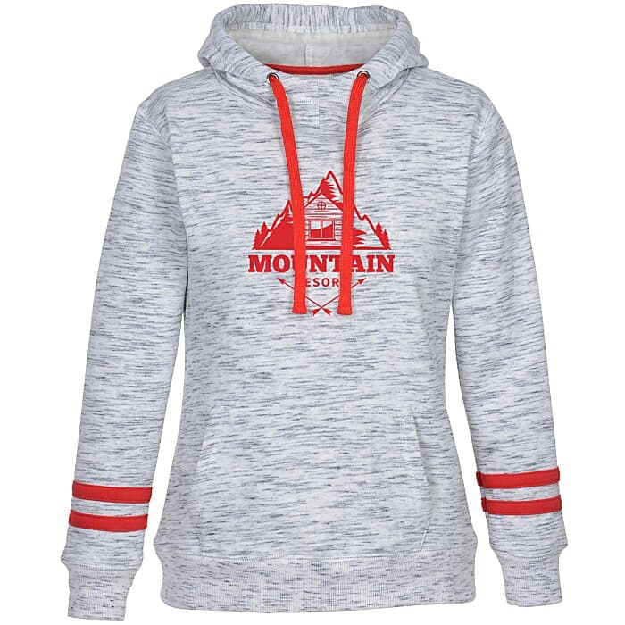 J. America Melange Stripe Sleeve Hoodie - Ladies' - Screen