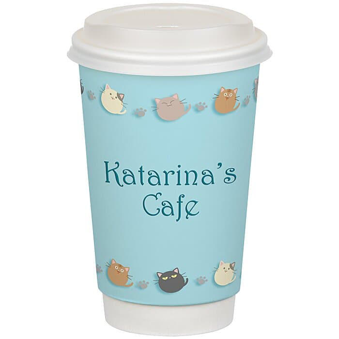 Full Color Insulated Paper Cup with Lid - 16 oz