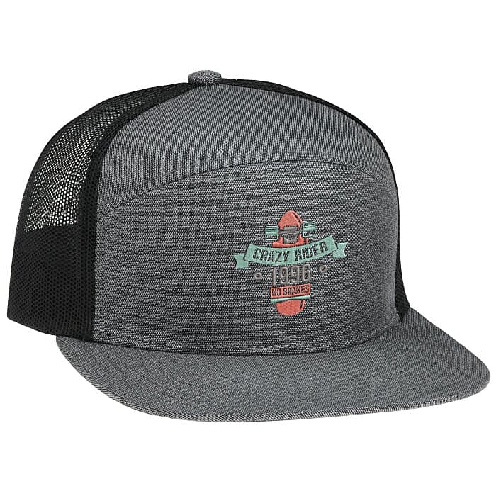 Heather 6 Panel Arch Trucker Snapback Cap