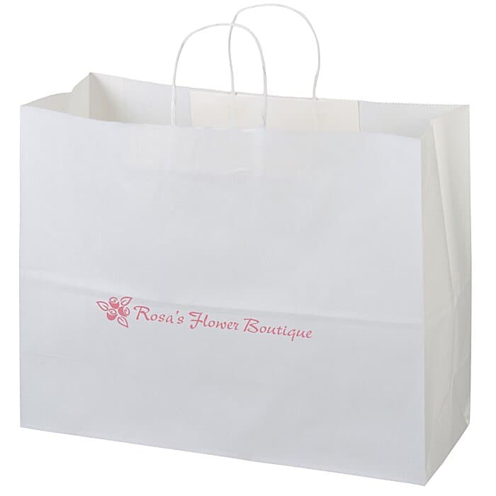 Kraft Paper White Shopping Bag - 12 inches x 16 inches
