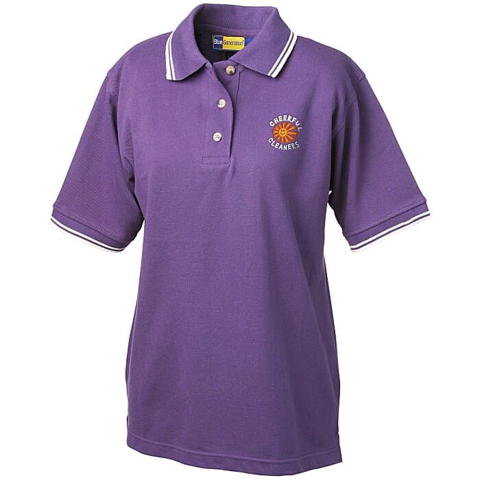 Stain Release Tipped Pique Polo - Ladies'