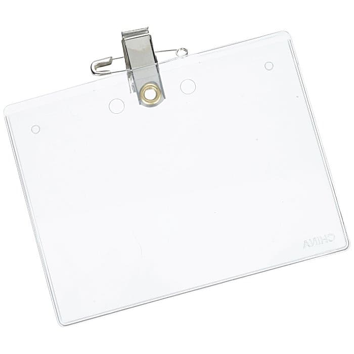 Clear Vinyl Badge Holder with Pin and Bulldog Clip