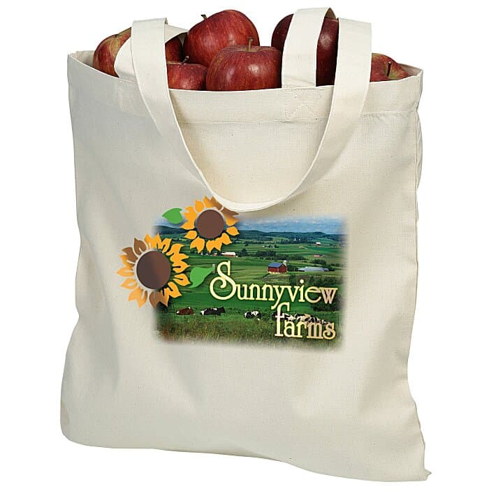 Cotton Sheeting Natural Economy Tote - 15 1/2 inches x 15 inches - Full Color