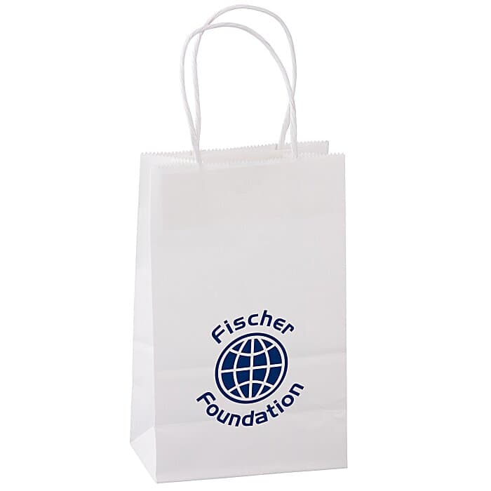 Kraft Paper White Shopping Bag - 8 inches x 5 1/2 inches