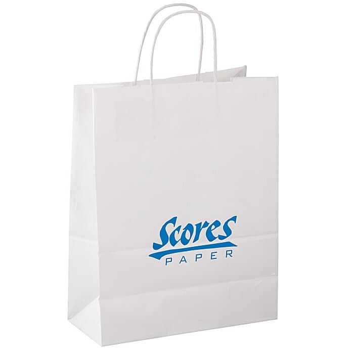 Kraft Paper White Shopping Bag - 13 inches x 10 inches
