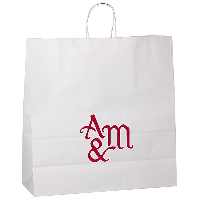 Kraft Paper White Shopping Bag - 18 3/4 inches x 18 inches