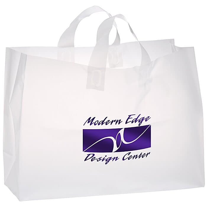 Soft-Loop Frosted Clear Shopper - 12 inches x 16 inches - Foil