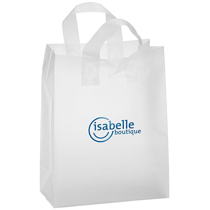 Soft-Loop Frosted Clear Shopper - 13 inches x 10 inches - Foil