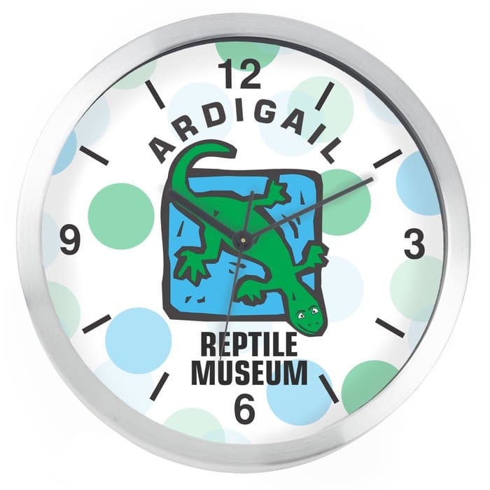 Brushed Metal Full Color Wall Clock - 10 inches - Numbers