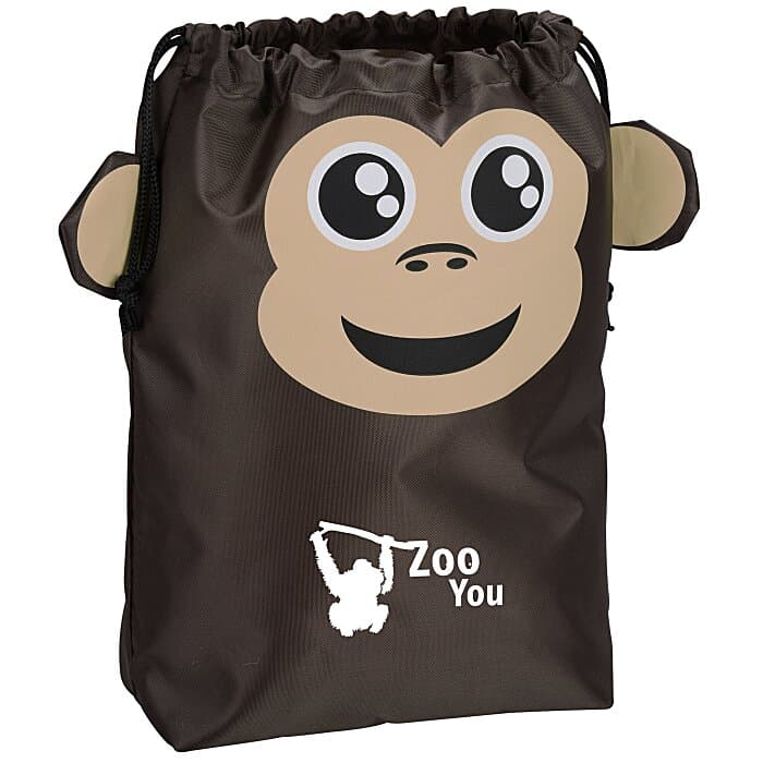 Paws and Claws Drawstring Gift Bag - Monkey