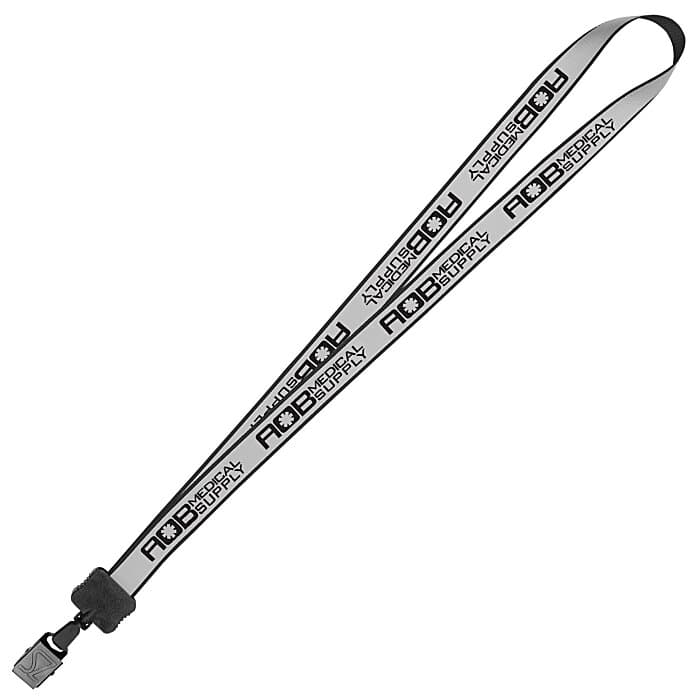 Reflective Lanyard - 3/4 inch - 32 inches - Large Metal Bulldog Clip