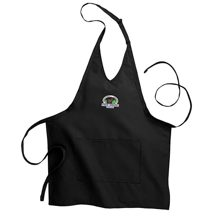 V-Neck Bib Apron with Two Pockets