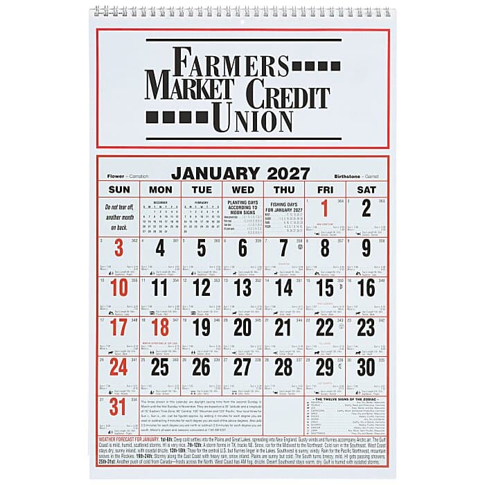Almanac Wall Calendar - 17 inches x 11 inches