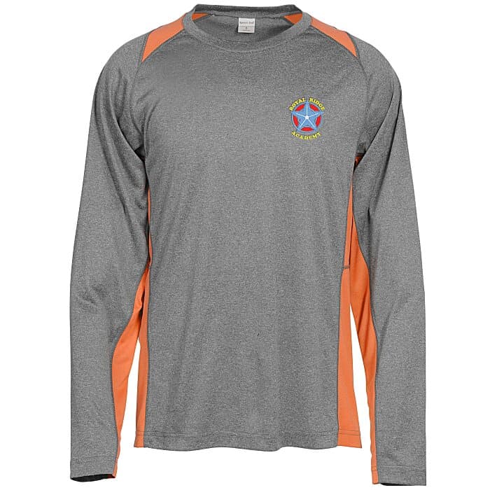 Heather Challenger Colorblock Long Sleeve Tee - Embroidered