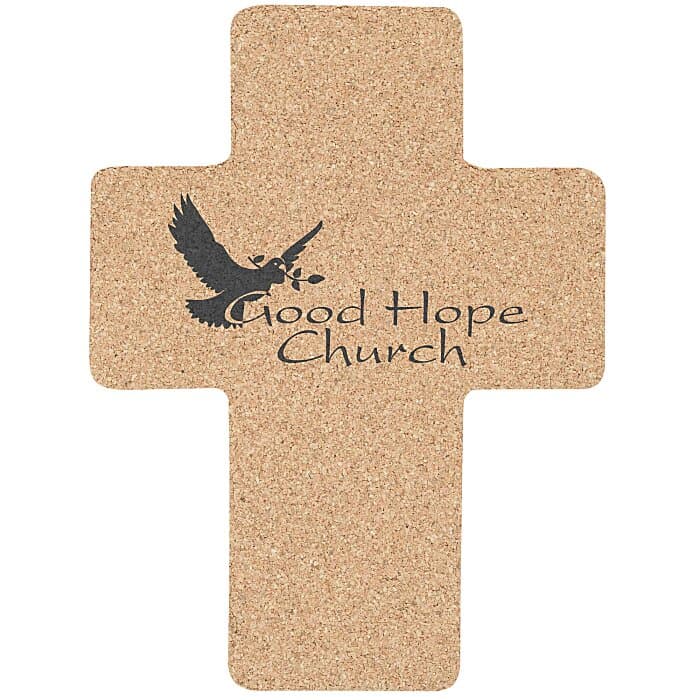 Large Cork Coaster - Cross