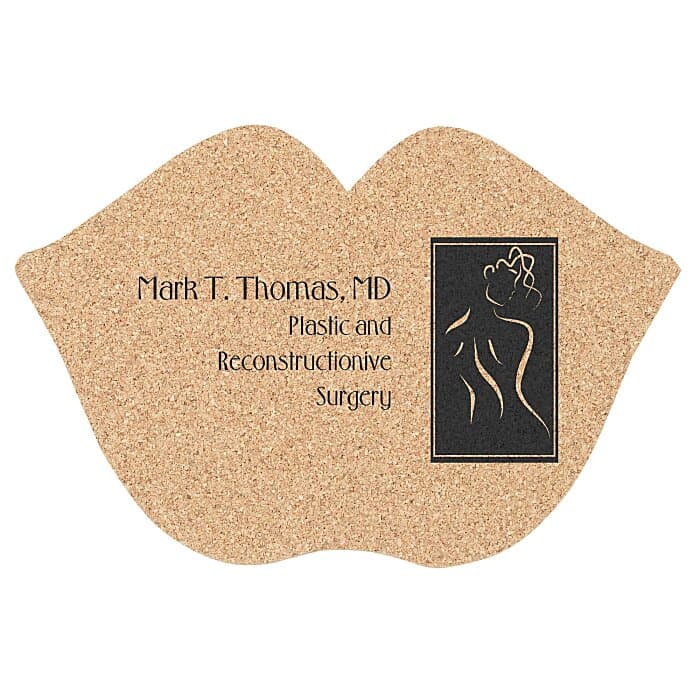 Large Cork Coaster - Lips