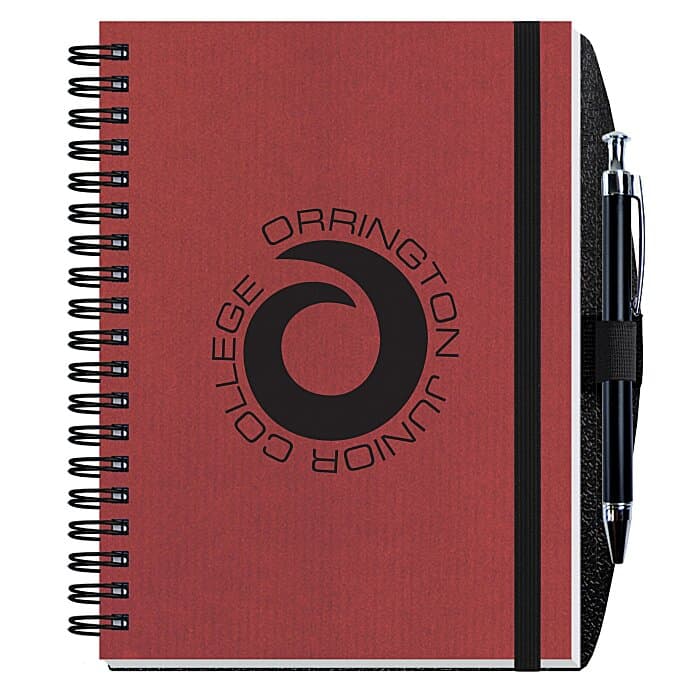 Corded Paperboard Journal with Pen - 7 inches x 5 inches - 50 sheet