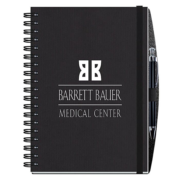 Corded Paperboard Journal with Pen - 10 inches x 7 inches - 100 sheet