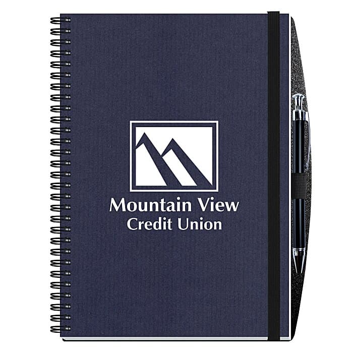 Corded Paperboard Journal with Pen - 10 inches x 7 inches - 50 sheet