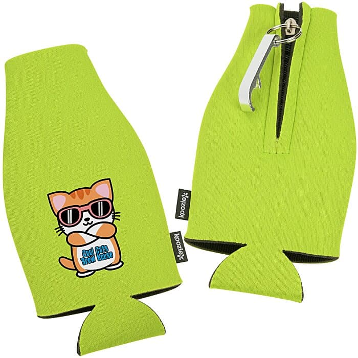 Zip-up Bottle Koozie® Cooler with Opener
