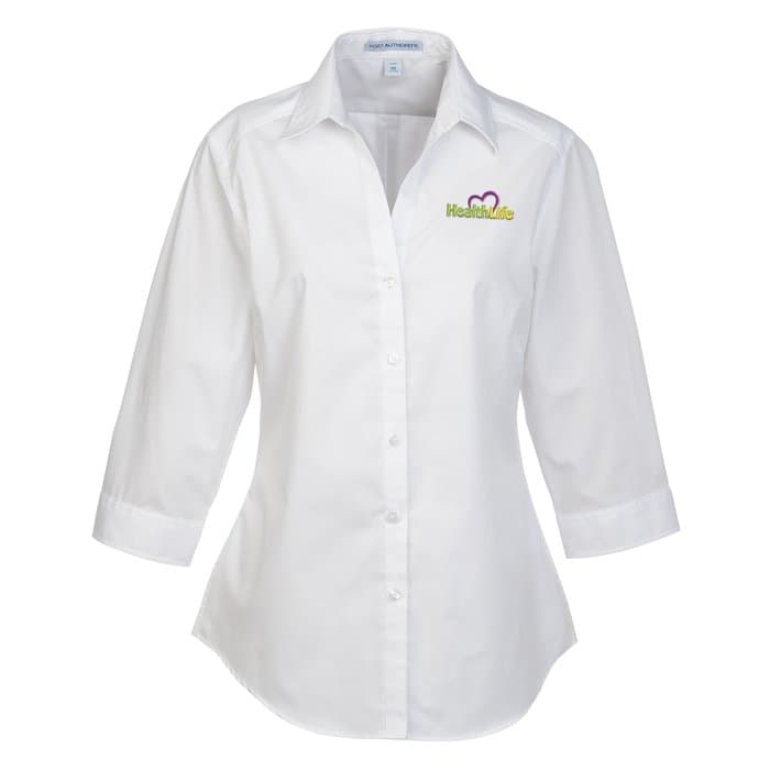 Carefree 3/4 Sleeve Poplin Shirt - Ladies'
