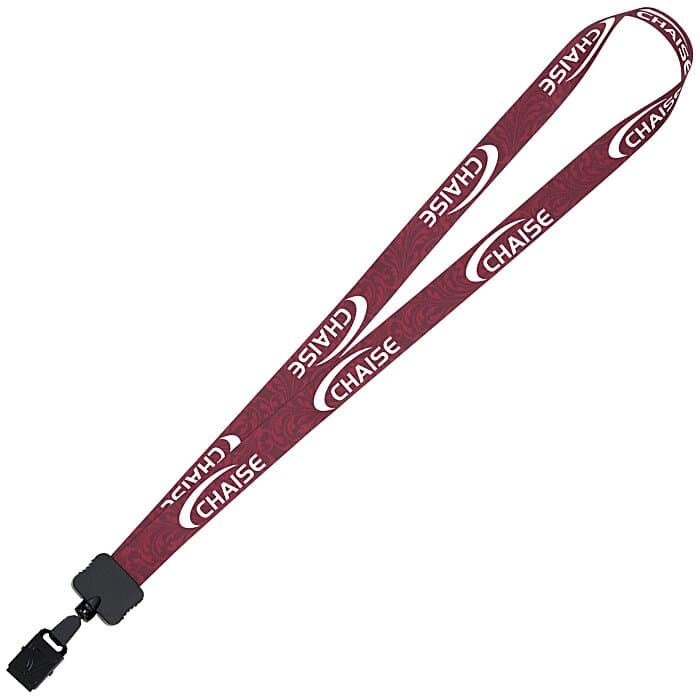 Dye-Sub Lanyard - 3/4 inches - 32 inches - Large Metal Bulldog Clip - Damask