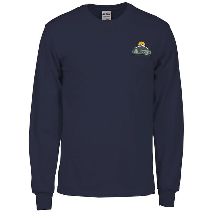 Gildan 6-oz Ultra Cotton LS Pocket T-Shirt - Embroidered