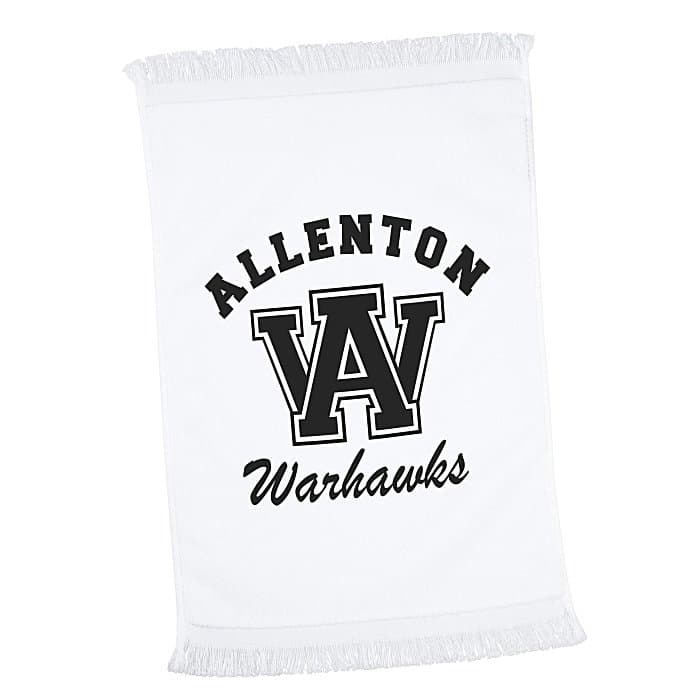 Fringed Velour Spirit Towel - 11 inches x 18 inches - White