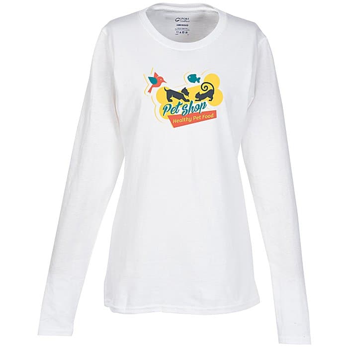 Port Classic 5.4-oz Long Sleeve T-Shirt - Ladies' - White - Full Color