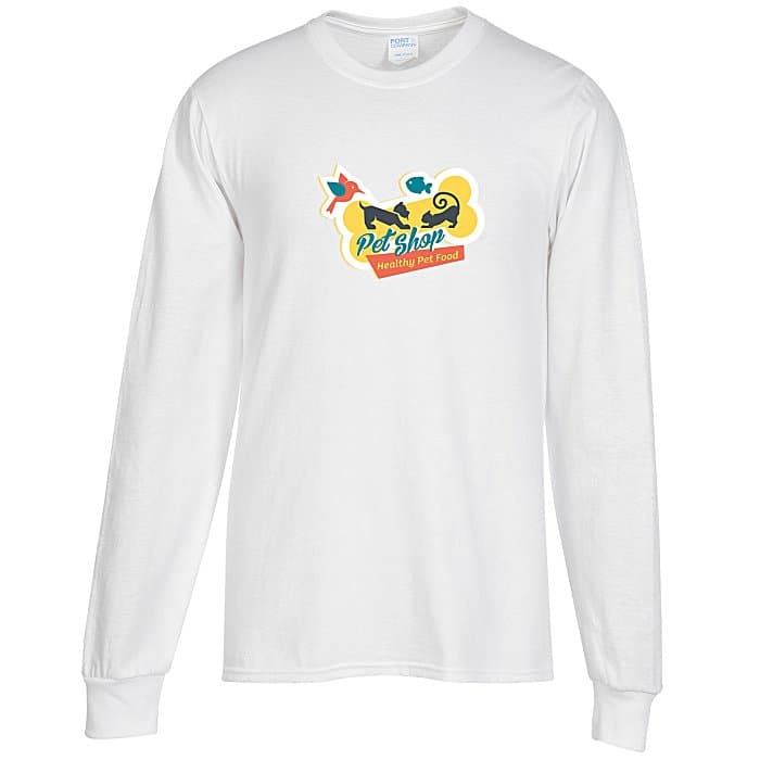Port Classic 5.4-oz Long Sleeve T-Shirt - Men's - White - Full Color