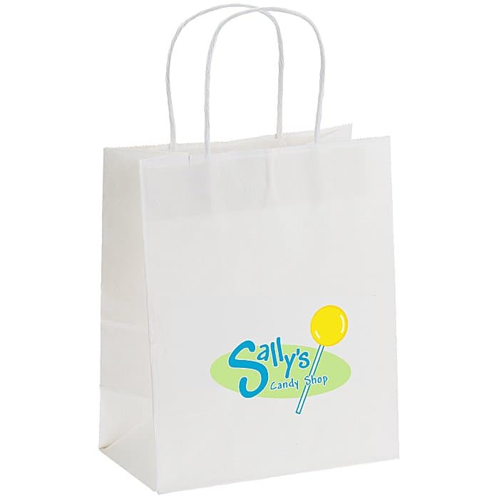 Matte Shopping Bag - 10-3/4 inches x 8 inches - White - Full Color