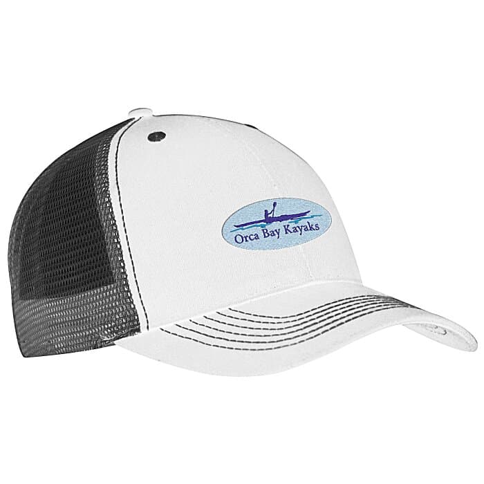 Color Accent Mesh Snapback Cap - Embroidered