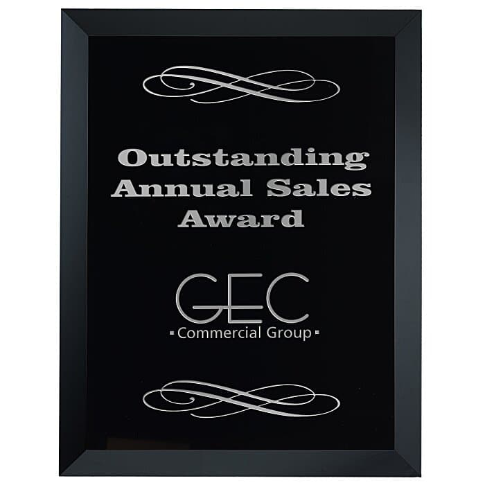 Black Glass Wall Plaque - 9 inches