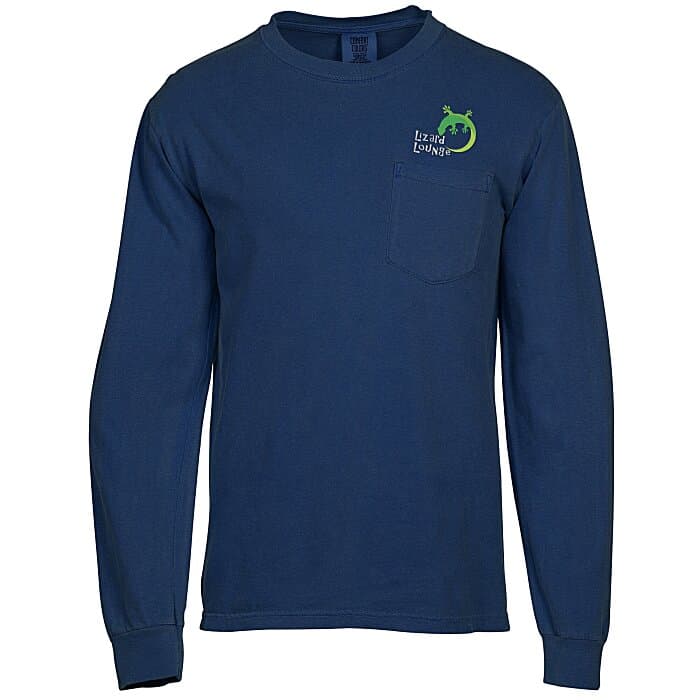 Comfort Colors Garment-Dyed 6.1-oz LS Pocket T-Shirt - Embroidered