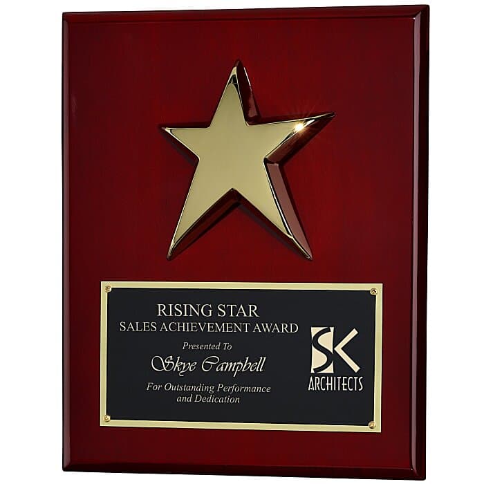 Gold Star Rosewood Plaque