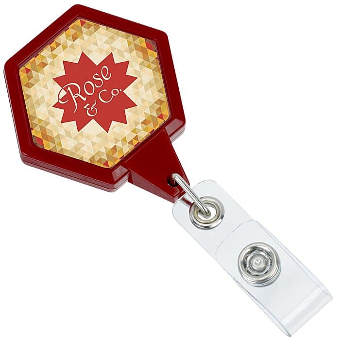 Jumbo Retractable Badge Holder - 40 inches - Hexagon - Label