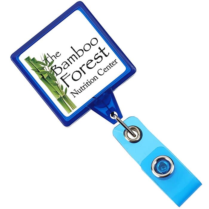 Jumbo Retractable Badge Holder - 40 inches - Square - Translucent - Label