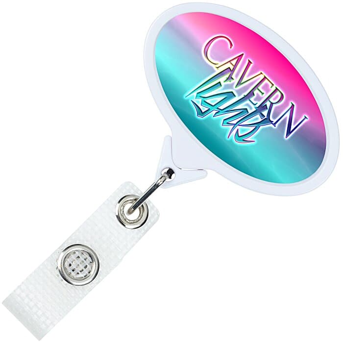 Jumbo Retractable Badge Holder with Antimicrobial Additive - 40 inches Oval - Label