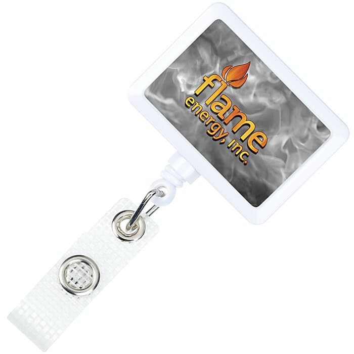 Jumbo Retractable Badge Holder with Antimicrobial Additive - 40 inches Rectangle - Label