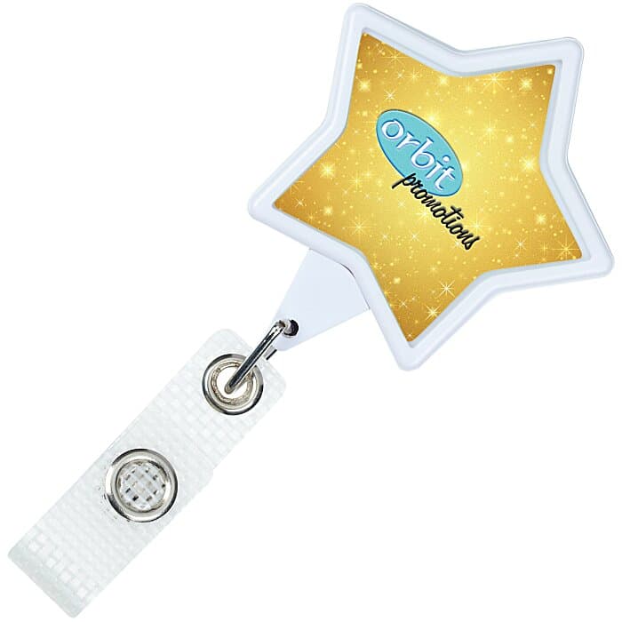 Jumbo Retractable Badge Holder with Antimicrobial Additive - 40-inch Star - Label