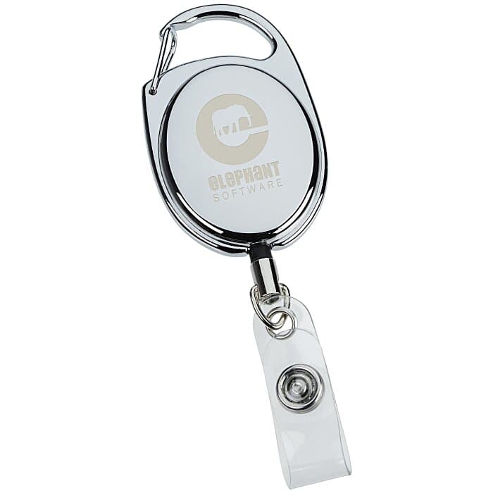 Metal Clip-On Retractable Badge Holder - Laser Engraved