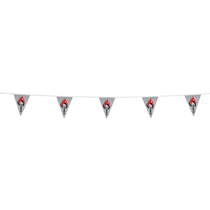 30' Triangle Pennant String - 12 inches x 9 inches - 16 Pennants - One Sided