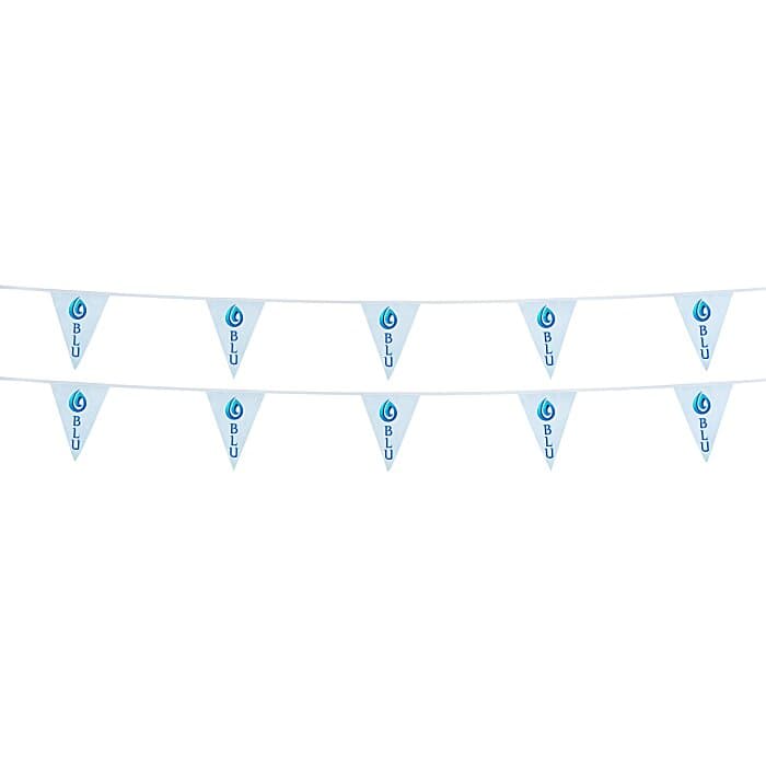 30' Triangle Pennant String - 12 inches x 9 inches - 16 Pennants - Two Sided