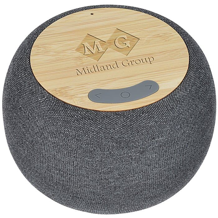 Garm Fabric and Bamboo Speaker with Wireless Charger