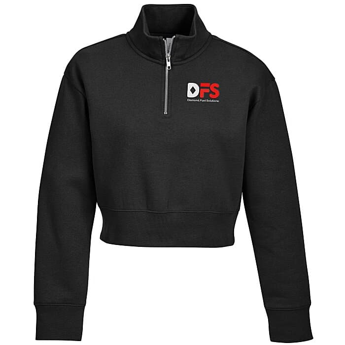 Ultimate 8.3 oz CVC Fleece Cropped 1/2-Zip Pullover - Ladies' - Embroidered