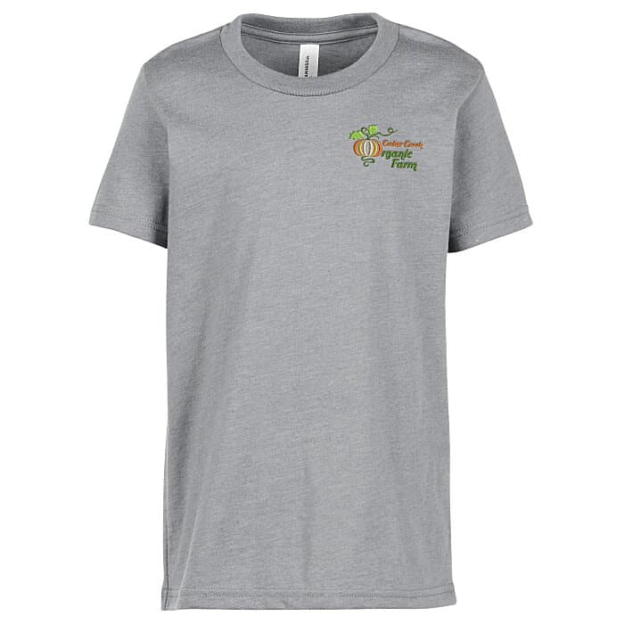Bella+Canvas Crewneck T-Shirt - Youth - Heathers - Embroidered